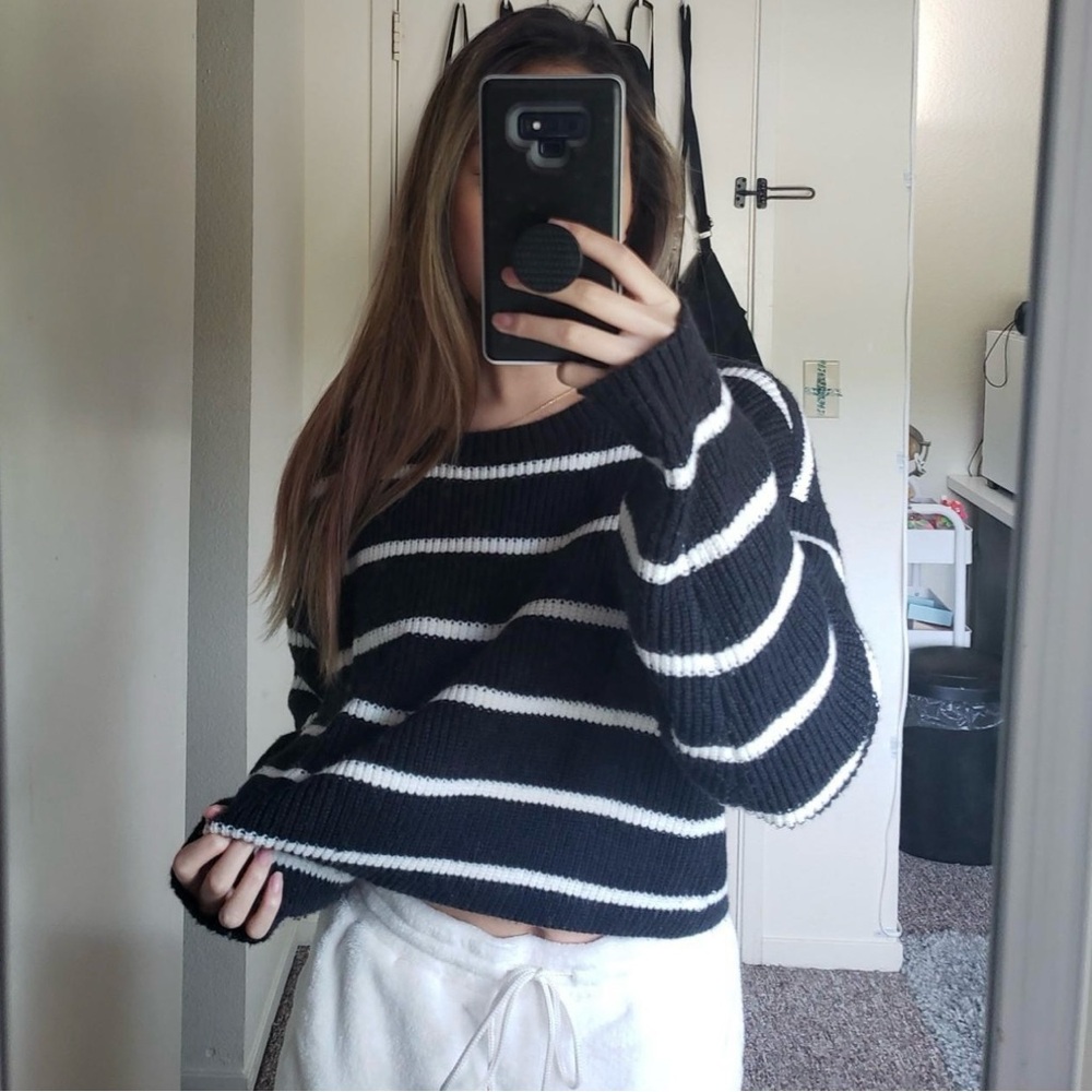 Striped Black and White Women's Sweater